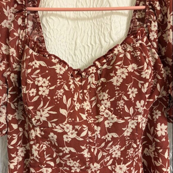 Inspired Hearts Red and White Floral Summer Dress - Size XL - Picture 3 of 6